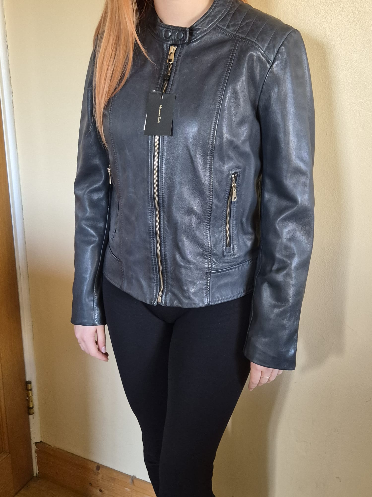 New Massimo Dutti Leather Biker Jacket